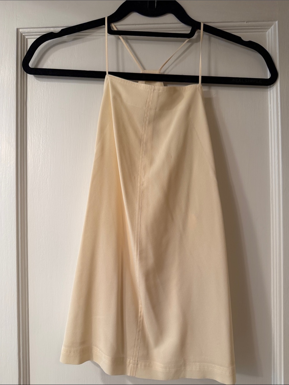 Cream Silk Blouse with Spaghetti Straps